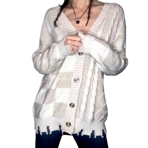 Buckle BKE Slouchy Cardigan Button Front Sz S Oversized Boyfriend Cableknit - Picture 1 of 6